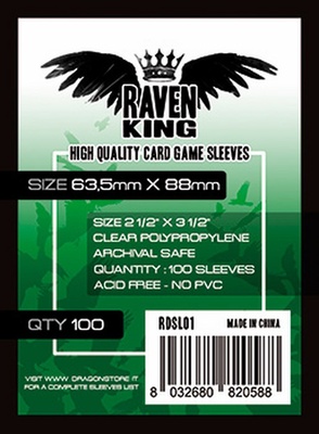 100 Sleeves RAVEN KING 63,5x88 Bustine Protettive