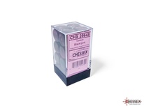 16 D6 Dice Set Chessex OPAQUE BLACK PINK 25648 Dadi