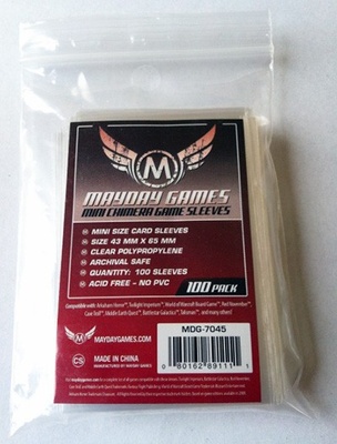 100 Card Sleeves Mayday MINI CHIMERA 43x65 Bustine Protettive Giochi da Tavolo Buste