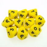 10 d10 Dice Set Chessex OPAQUE YELLOW black 26202 Dadi OPACO GIALLO nero