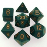 7 Dice Chessex OPAQUE DUSTY GREEN copper DOPACO VERDE SPORCO rame Dadi 25415