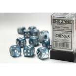 12 d6 Dice Chessex Lustrous SLATE WHITE 27690 Dadi