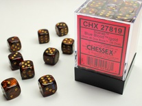 36 d6 Dice Chessex Scarab BLUE BLOOD GOLD 27819 Dadi