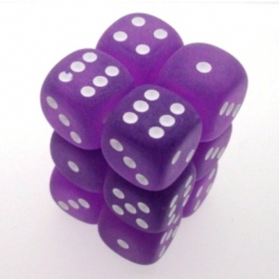 12 d6 Dice Set Chessex FROSTED PURPLE white LE433 GELO VIOLA bianco Dadi Dado