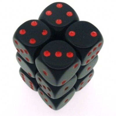 12 d6 Dice Chessex OPAQUE BLACK red OPACO NERO rosso Dadi 25618