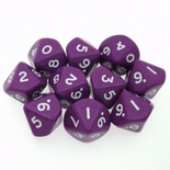 10 d10 Dice Set Chessex OPAQUE PURPLE white 26207 Dadi OPACO VIOLA bianco