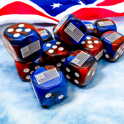 12 d6 Dice Chessex UNITED STATES War Dice GEMINI BLUE RED white 29065 Dadi