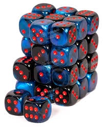 36 d6 Dice Chessex Polyedral BLACK STARLIGHT 26858 Dadi NERO LUCE STELLARE