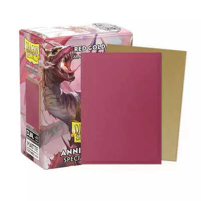 100 Sleeves Dragon Shield Standard MATTE DUAL RED GOLD ANNIVERSARY Bustine Protettive