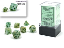 7 Die Set Chessex MARBLE GREEN DARK GREEN 20409 Dadi