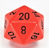 d20 Dice Chessex 16mm Opaque Orange black PQ2024 Dado Opaco Arancione nero