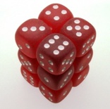 12 d6 Dice Set Chessex FROSTED RED white LE406 GELO ROSSO bianco Dadi Dado