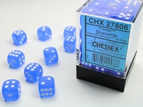 36 d6 Dice Chessex Frosted BLUE WHITE 27806 Dadi