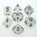 7 Dice Chessex FROSTED CLEAR 27401 Dadi TRASPARENTE