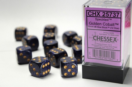 12 d6 Dice Chessex SPECKLED GOLDEN COBALT Blue Purple Dadi 25737