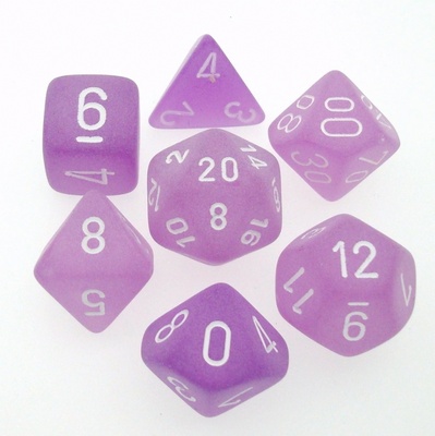 7 Die Set Chessex FROSTED PURPLE white Dice VIOLA bianco Dadi Dado 430