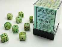 36 d6 Dice Chessex Marble GREEN DARK GREEN 27809 Dadi