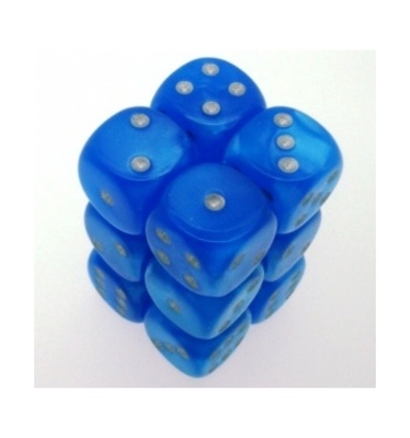 12 d6 Dice Set Chessex VELVET B.BLUE silver 27679 Dadi BLU BRILLANTE argento