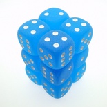 12 d6 Dice Chessex FROSTED CARIBBEAN BLUE 27616 Dadi BLU CARAIBICO