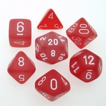 7 Die Set Chessex FROSTED RED white Dice ROSSO bianco Dadi Dado 427