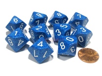 10 d10 Dice Chessex SPECKLED WATER 25106  Dadi MACULATO ACQUA