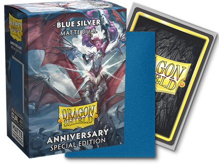 100 Sleeves Dragon Shield Standard MATTE DUAL BLUE SILVER ANNIVERSARY Bustine Protettive