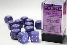 12 d6 Dice Chessex SPECKLED SILVER TETRA  Purple Dadi 25747