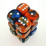 12 d6 Dice Set Chessex GEMINI BLUE ORANGE white 26652 BLU ARANCIO bianco Dadi Dado Die