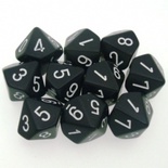 10 d10 Dice Set Chessex OPAQUE BLACK white 26208 Dadi OPACO NERO bianco Dadi