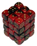 36 d6 Dice Chessex Gemini BLACK RED GOLD 26833 Dadi