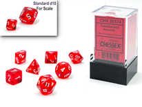 7 Die Set Chessex TRASLUCENT RED WHITE 20374 Dadi