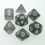 7 Die Set Chessex FROSTED SMOKE white Dice FUMO bianco Dadi Dado 431
