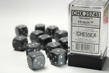 12 d6 Dice Chessex SPECKLED HI-TECH GREY 25740 Dadi