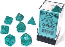 7 Dice Set Chessex BOREALIS Teal gold 27585 Dadi