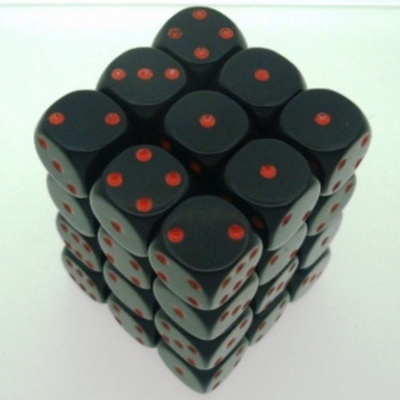 36 d6 Dice Chessex OPAQUE BLACK red  OPACO NERO rosso  Dadi 25818