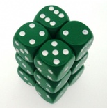 12 d6 Dice Chessex OPAQUE GREEN white OPACO VERDE bianco Dadi 25605