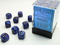 36 d6 Dice Chessex SCRAB ROYAL BLUE GOLD 27827 Dadi Blu