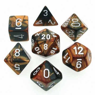 7 Die Set Chessex GEMINI BLACK COPPER Dice NERO RAME Dadi Dado 26427