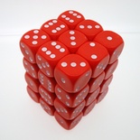 36 d6 Dice Chessex OPAQUE RED WHITE 25804 Dadi