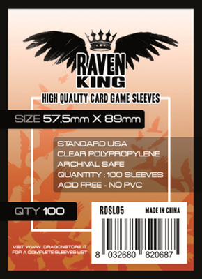 100 Sleeves RAVEN KING 57,5x89 Bustine Protettive Standard USA