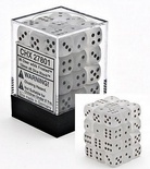 36 d6 Dice Chessex FROSTED CLEAR BLACK 27801 Dadi Trasparente
