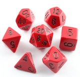 7 Dice Chessex OPAQUE RED bLACK 25414 Dadi