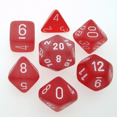 7 Die Set Chessex FROSTED RED white Dice ROSSO bianco Dadi Dado 427