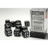 12 d6 Dice Set Chessex Borealis SMOKE silver 27628 FUMO argento Dadi Dado