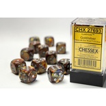 12 d6 Dice Chessex Lustrous GOLD Silver 27693 Dadi ORO Argento