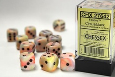 12 d6 Dice Set Chessex Festive CIRCUS black 27642 CIRCO nero Dadi Dado