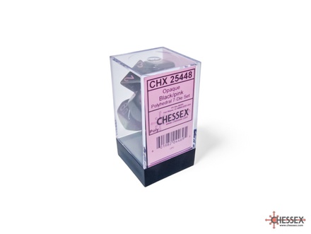 7 Dice Set Chessex OPAQUE BLACK PINK 25448 Dadi