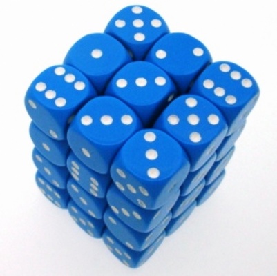 36 d6 Dice Chessex OPAQUE LIGHT BLUE white  OPACO BLU CHIARO bianco Dadi 25816