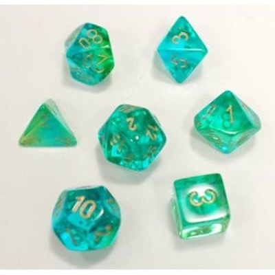 7 Die Set Chessex GEMINI GREEN TEAL Dice VERDE CIANO Dadi Dado 26438