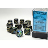 12 d6 Dice Chessex Lustrous SHADOW Gold 27699 Dadi  OMBRA Oro
